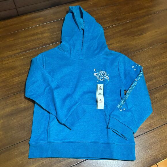 ️Cat & Jack Girls' Fleece Pullover Hoodie - Teal Blue M Size 8 - Picture 2 of 4